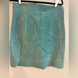 Danier Teal Genuine Leather Pencil Skirt